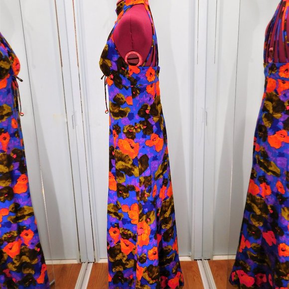 Vintage Long Empire Waist Floral Dress - Picture 2 of 5